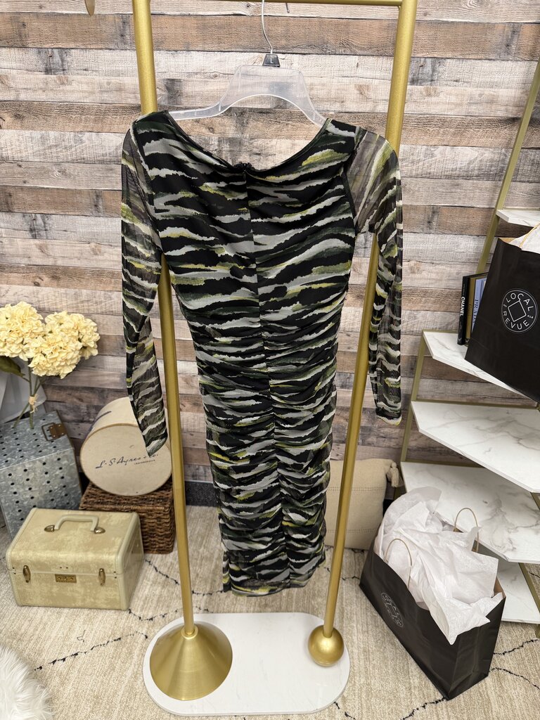 DKNY Mesh Bodycon Black, Green & White
