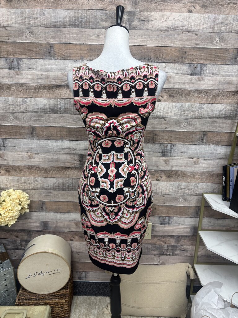 Cache Baroque Black & Pink Sleeveless Sheath