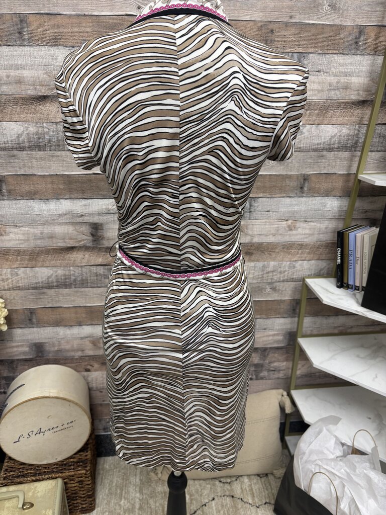 Trina Turk Black & Pink Zebra Print Short Sleeve