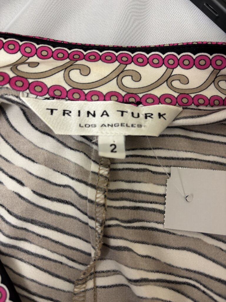 Trina Turk Black & Pink Zebra Print Short Sleeve