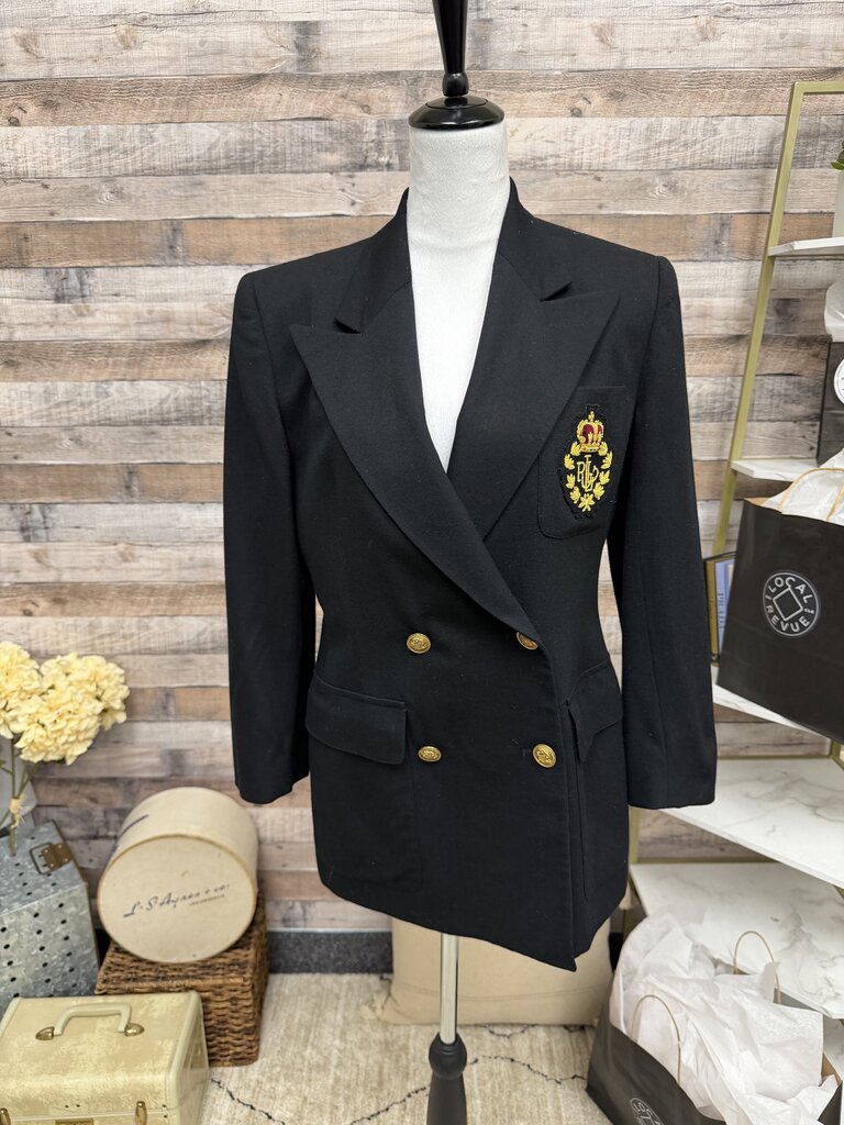 Lauren Ralph Lauren Navy Crested Blazer