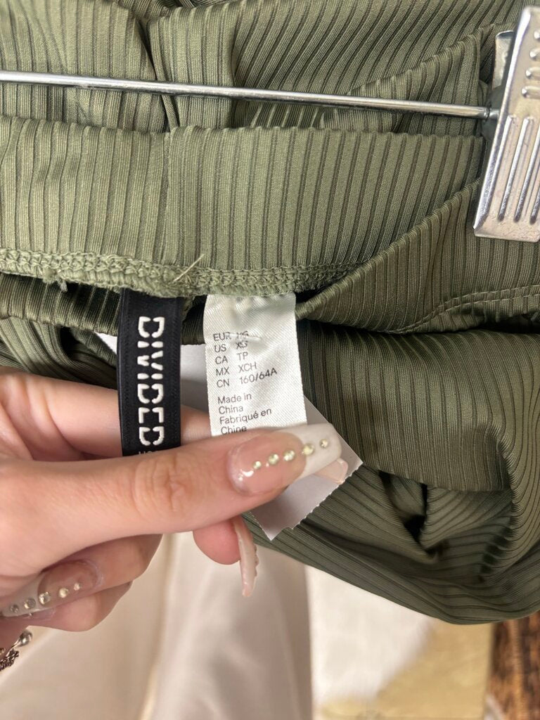 Divided Olive Green Ribbed Flare