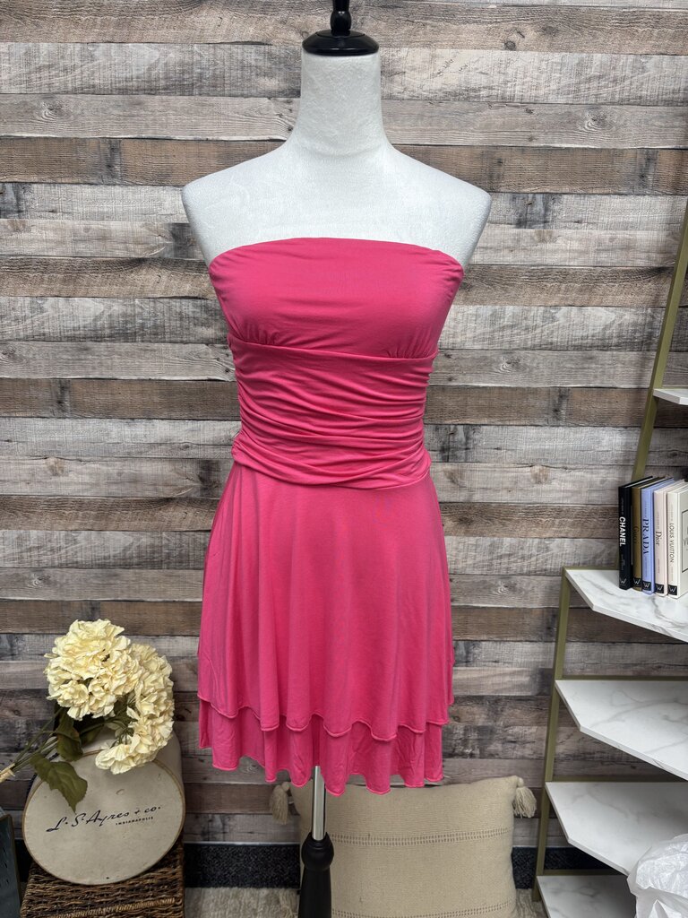 Merokeety Fuchsia Ruched Tube Mini
