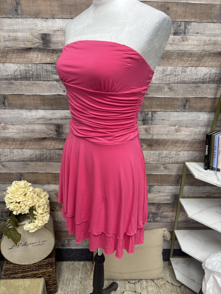 Merokeety Fuchsia Ruched Tube Mini