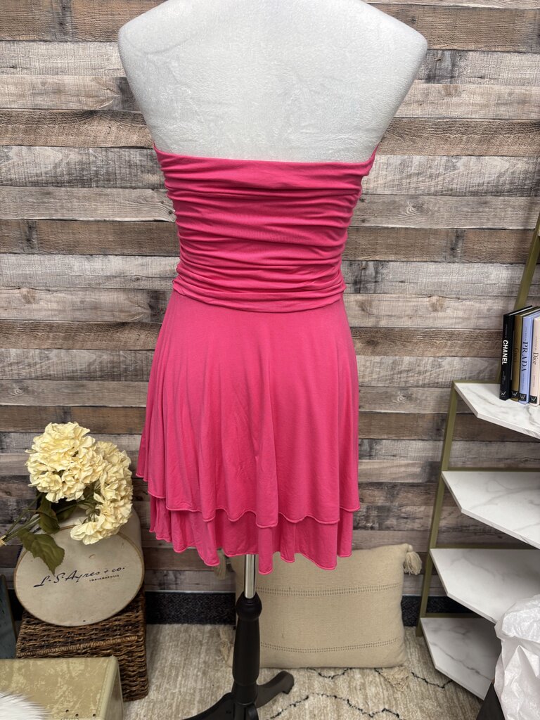 Merokeety Fuchsia Ruched Tube Mini