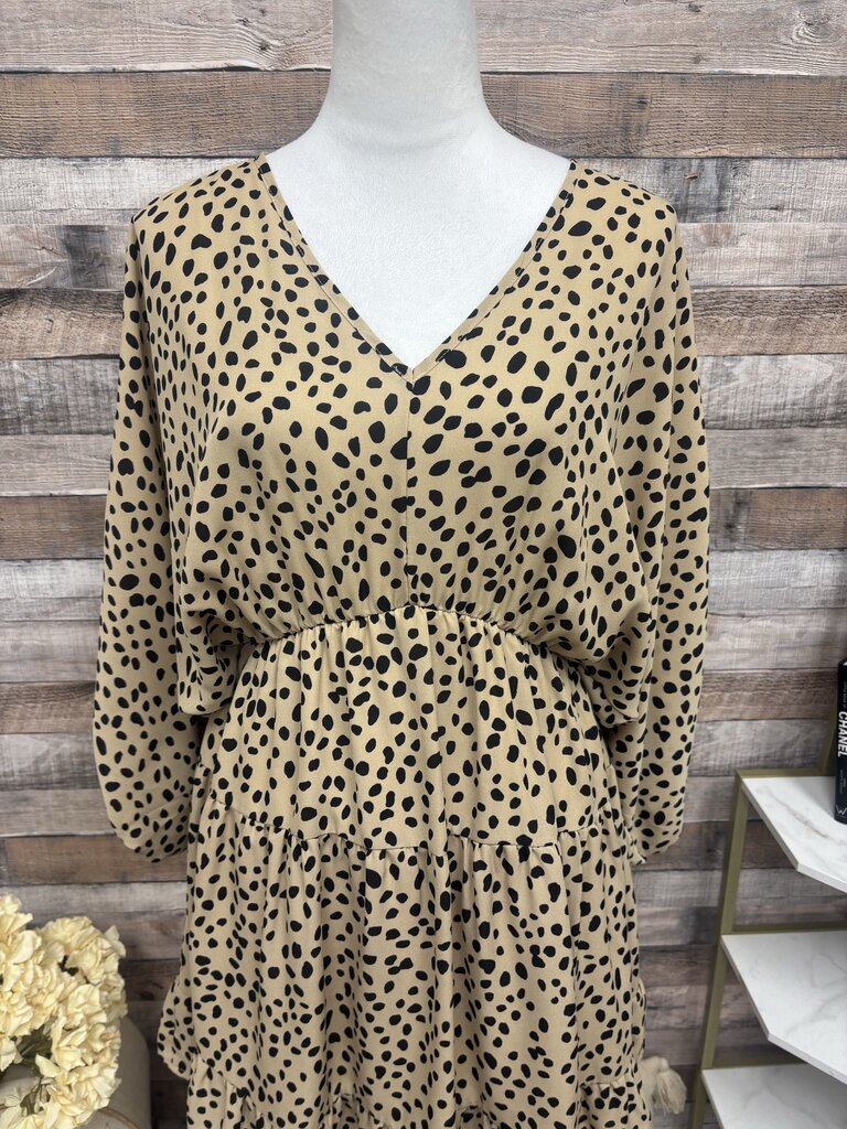 Pink Lily Tan Leopard Print Mini Ruffle Hem