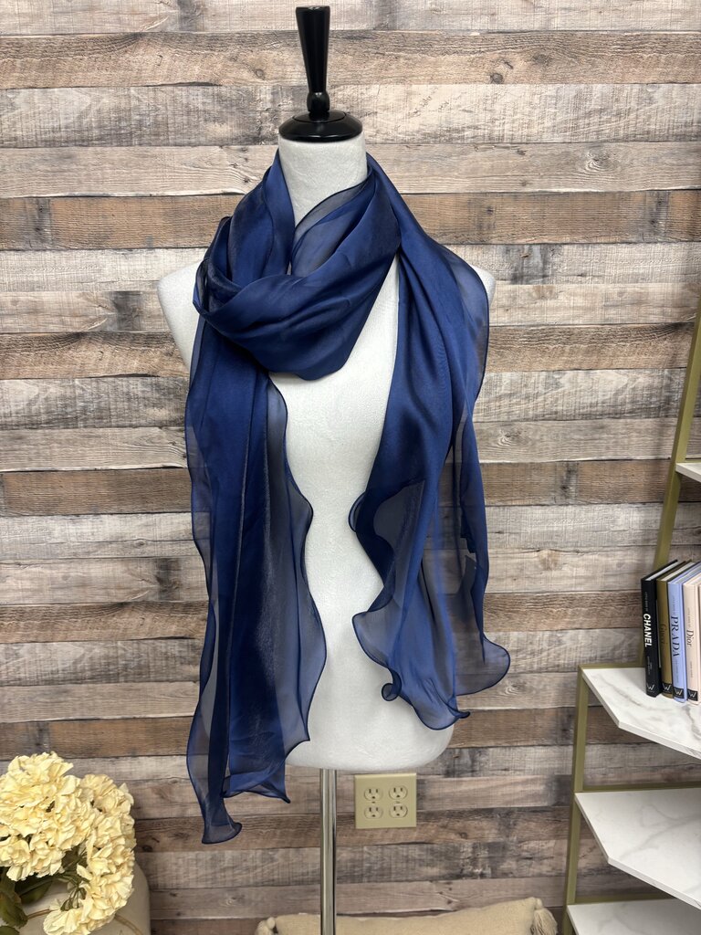Navy Satin Sheen Scarf