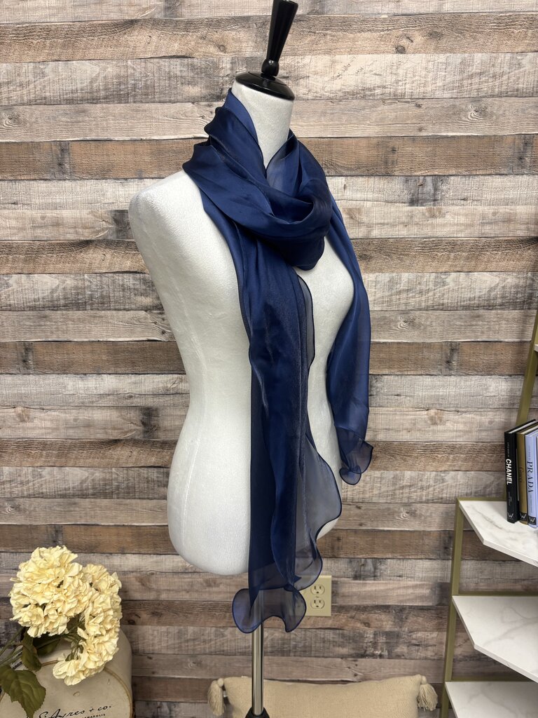 Navy Satin Sheen Scarf
