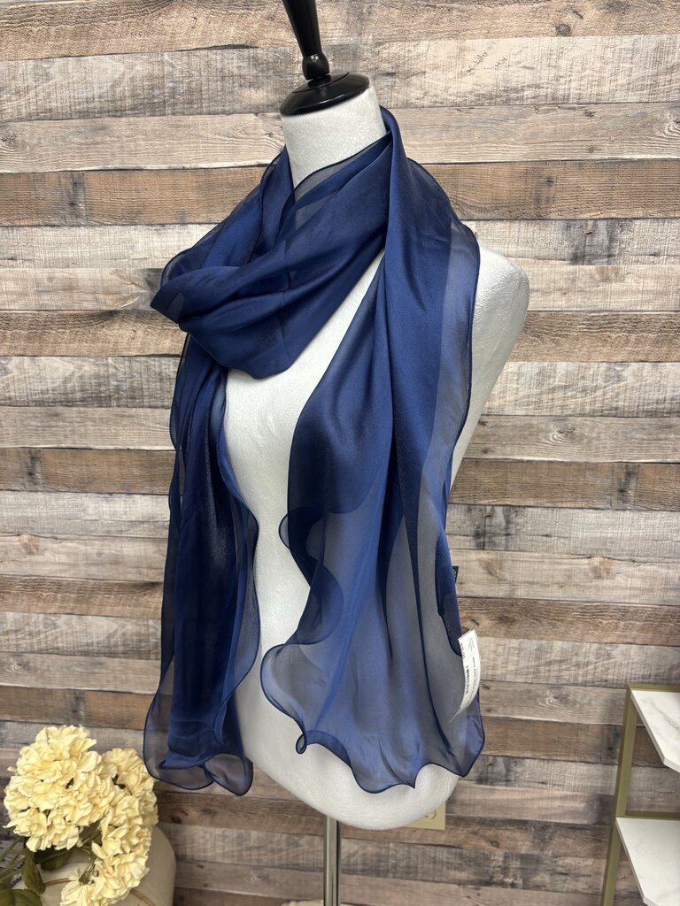 Navy Satin Sheen Scarf