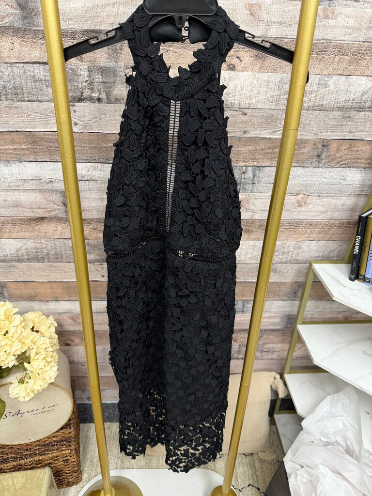 Bardot Black Lacey Cut Out Midi