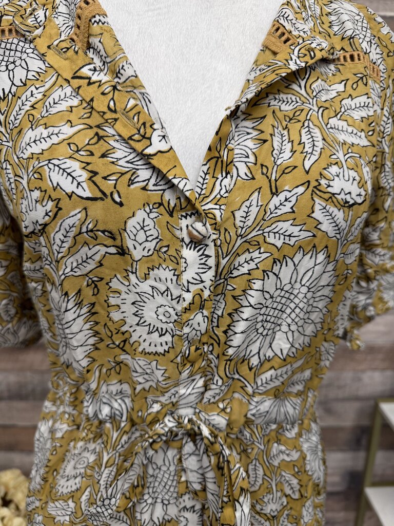Emerson Fry Gold w/White Poppy Floral Print