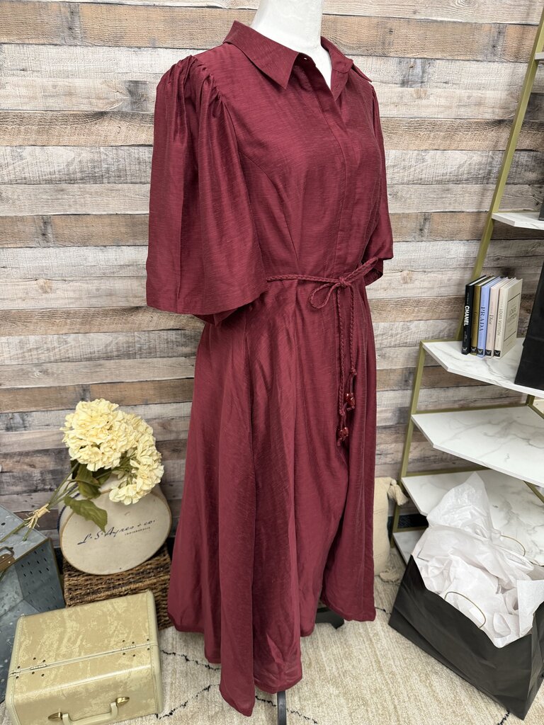 Hyacinth House Burgundy Silk Blend Midi