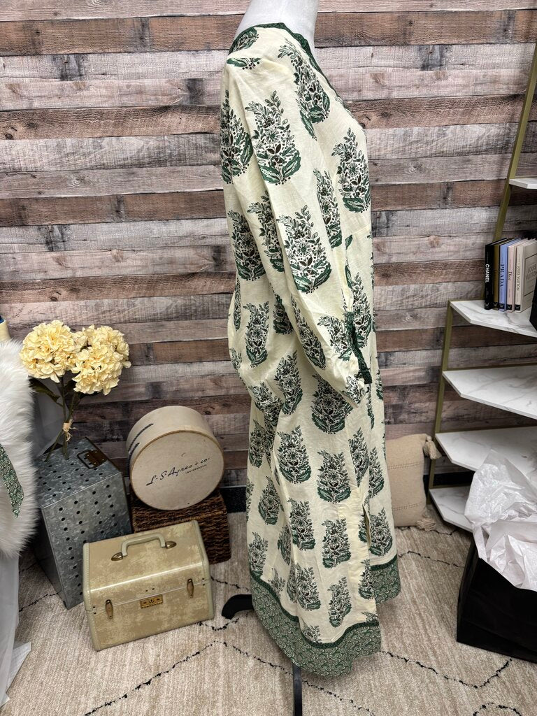 Tuckernuck Cream & Green Paisley Print