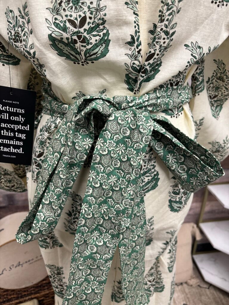 Tuckernuck Cream & Green Paisley Print