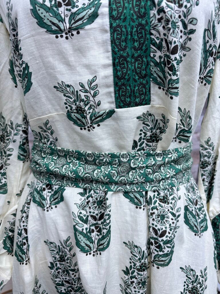 Tuckernuck Cream & Green Paisley Print