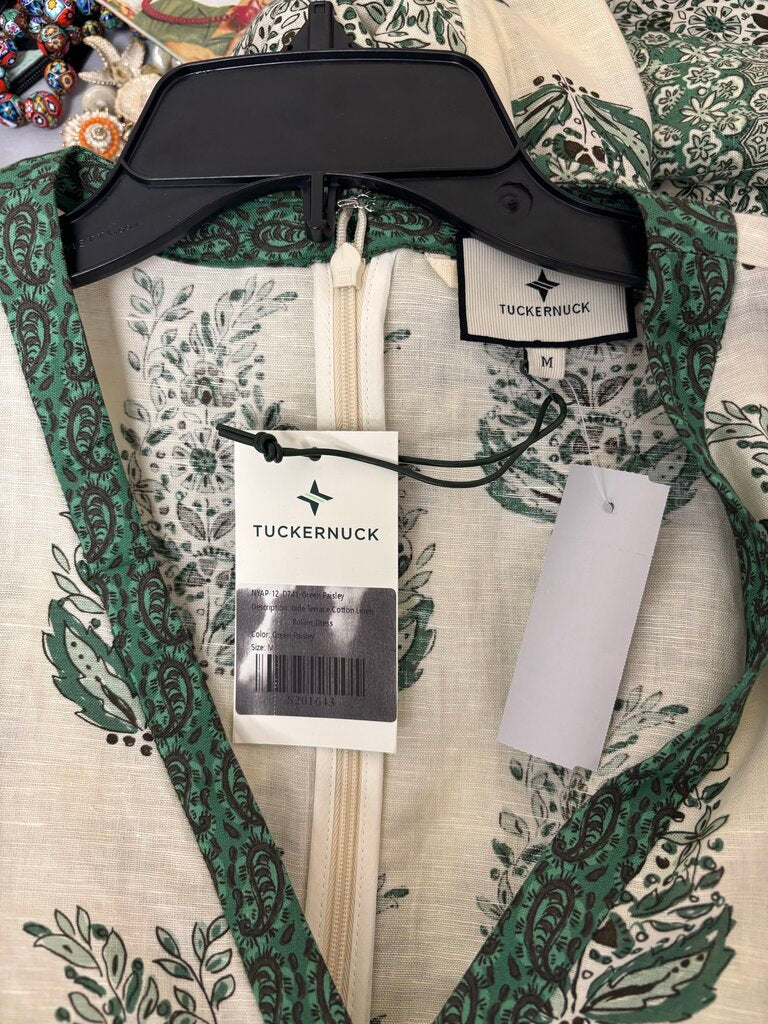 Tuckernuck Cream & Green Paisley Print