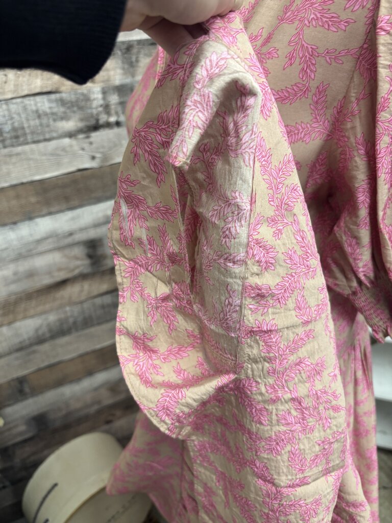 Hyacinth Housse Tan & Pink Leaf Midi