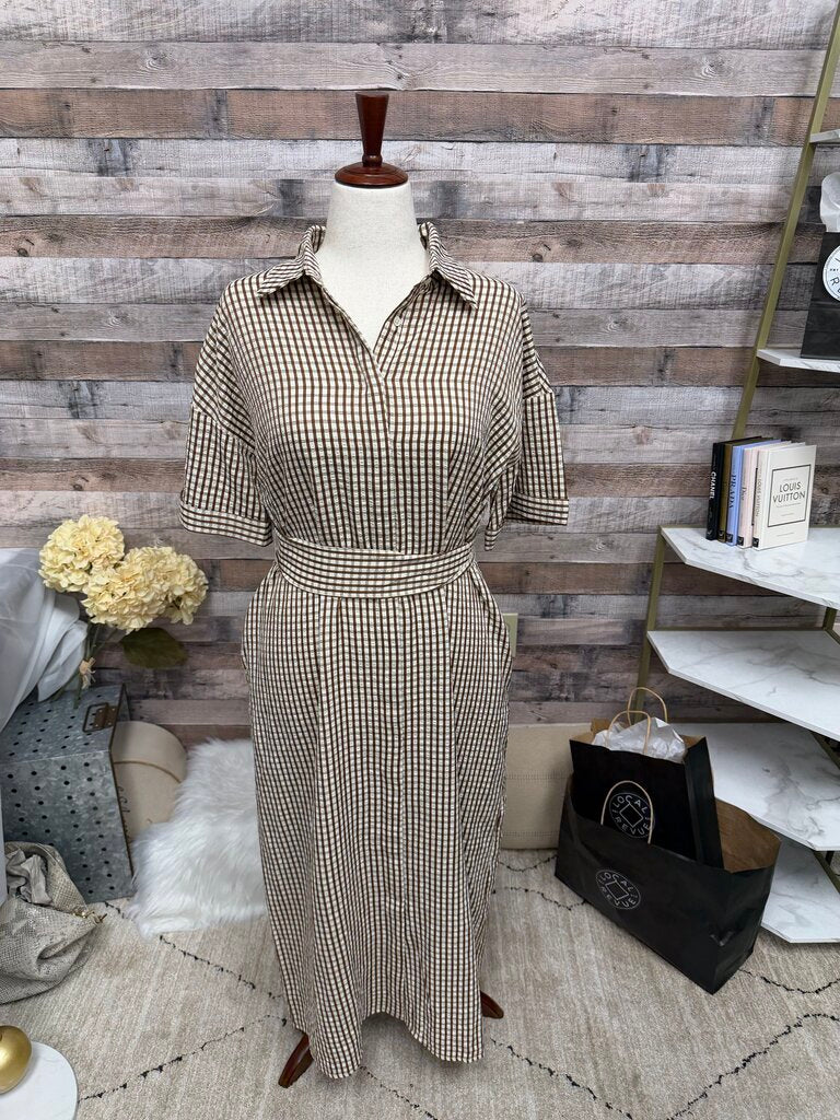 Pomander Place Brown 3/4 Layerd Sleeve Belted