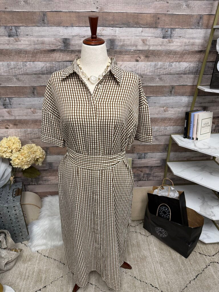 Pomander Place Brown 3/4 Layerd Sleeve Belted
