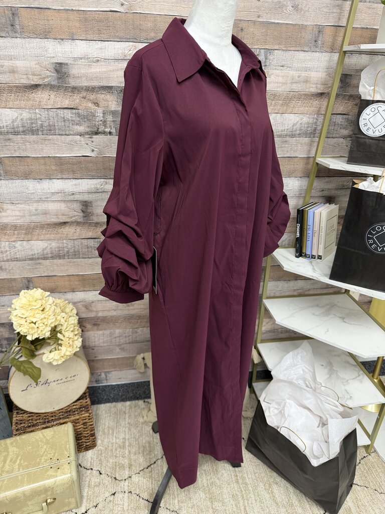 Pomander Place Burgundy 3/4 Layerd Sleeve Belted