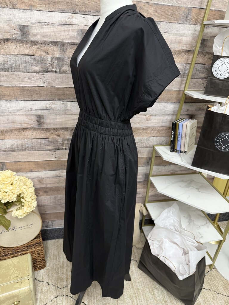 Pomander Place Black Elastic Waist Short Sleeve Midi