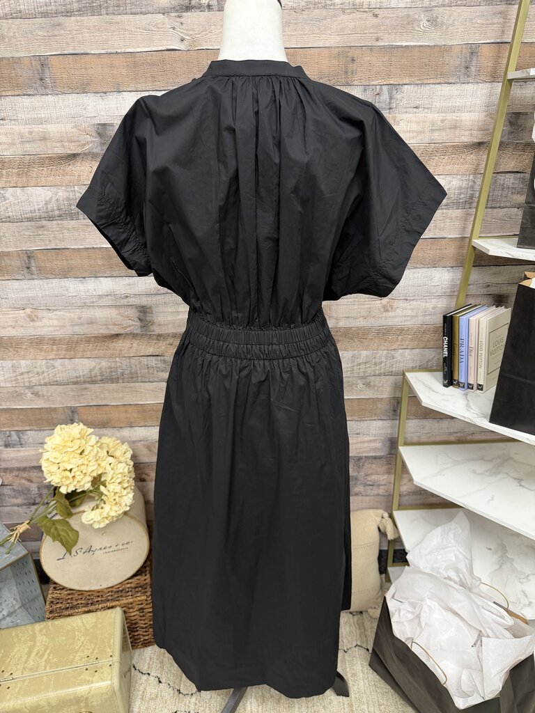 Pomander Place Black Elastic Waist Short Sleeve Midi