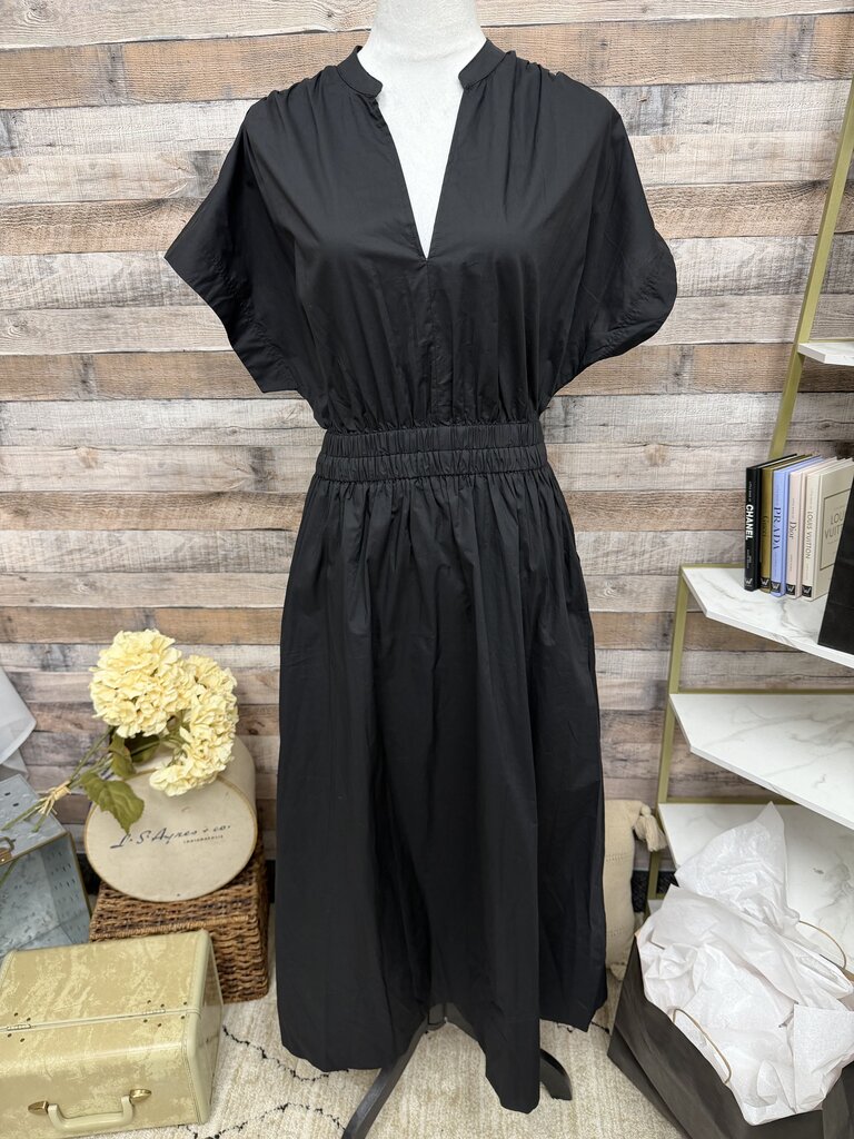 Pomander Place Black Elastic Waist Short Sleeve Midi
