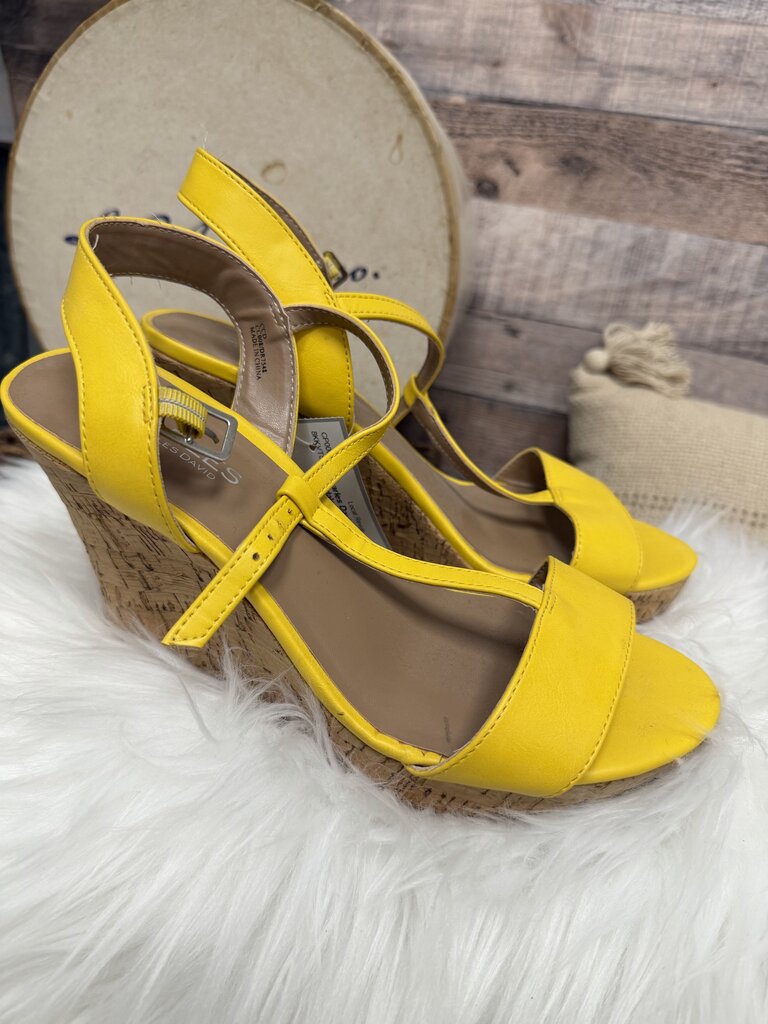 Charles David Yellow Wedge Sandals