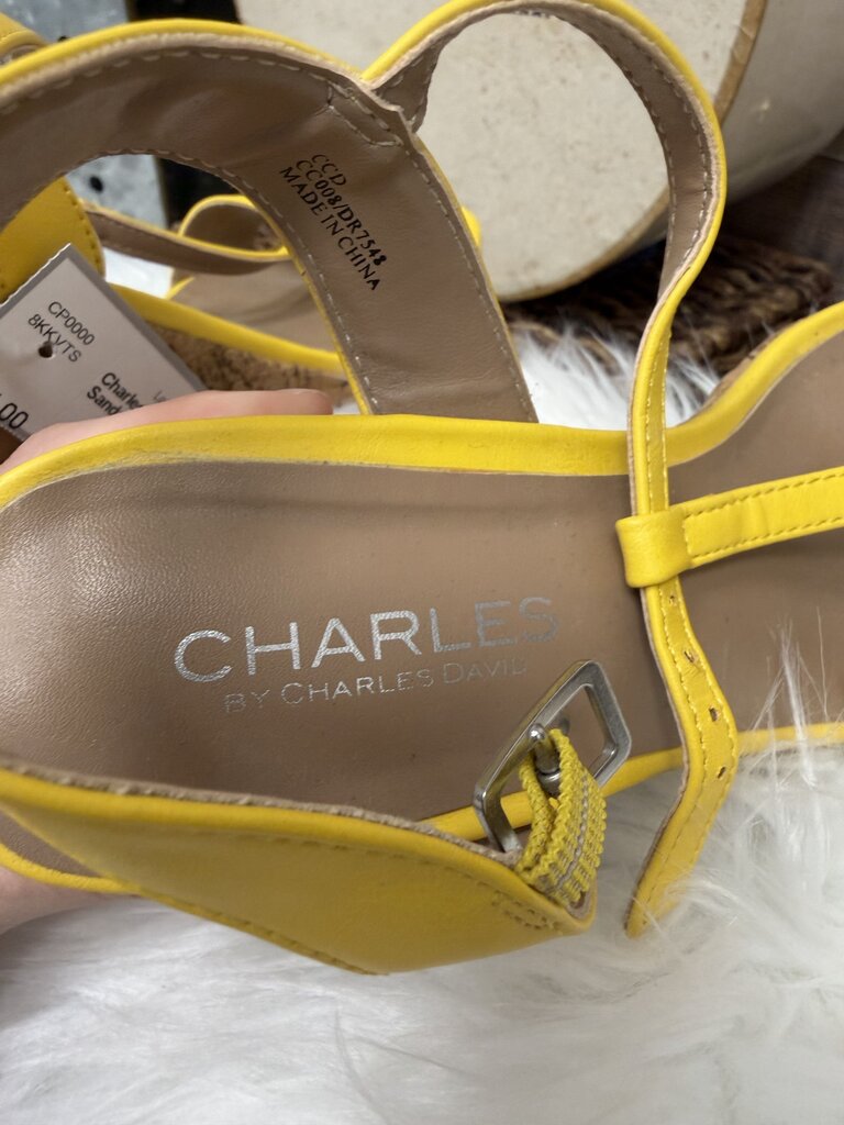 Charles David Yellow Wedge Sandals