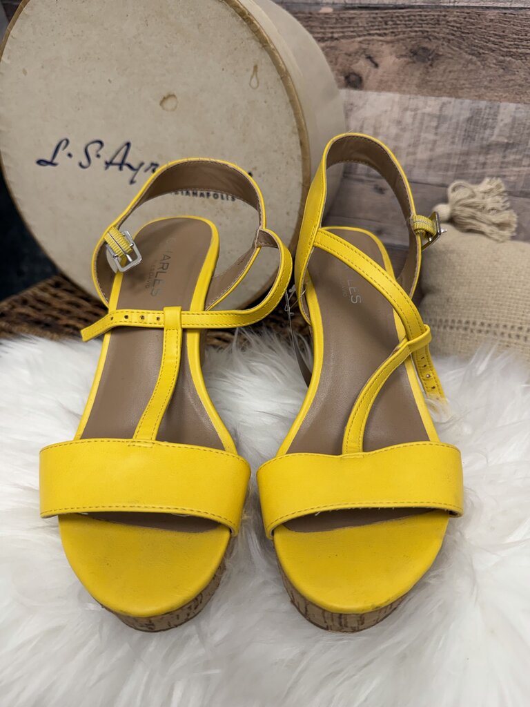 Charles David Yellow Wedge Sandals