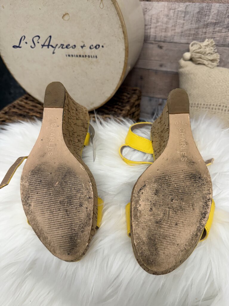 Charles David Yellow Wedge Sandals