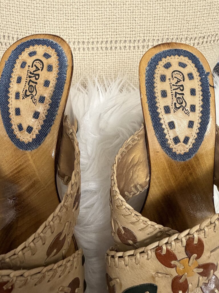 Carlos Santana Leather Wood Heels
