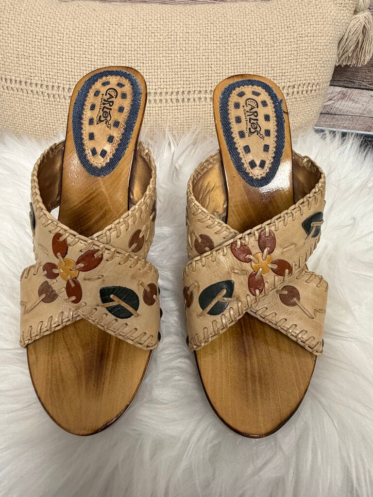 Carlos Santana Leather Wood Heels