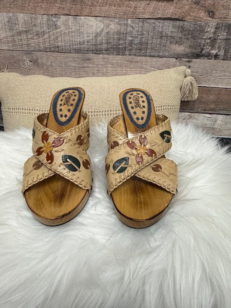 Carlos Santana Leather Wood Heels