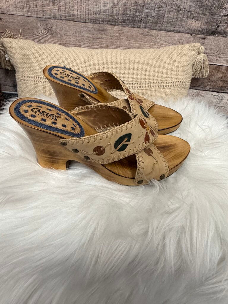 Carlos Santana Leather Wood Heels