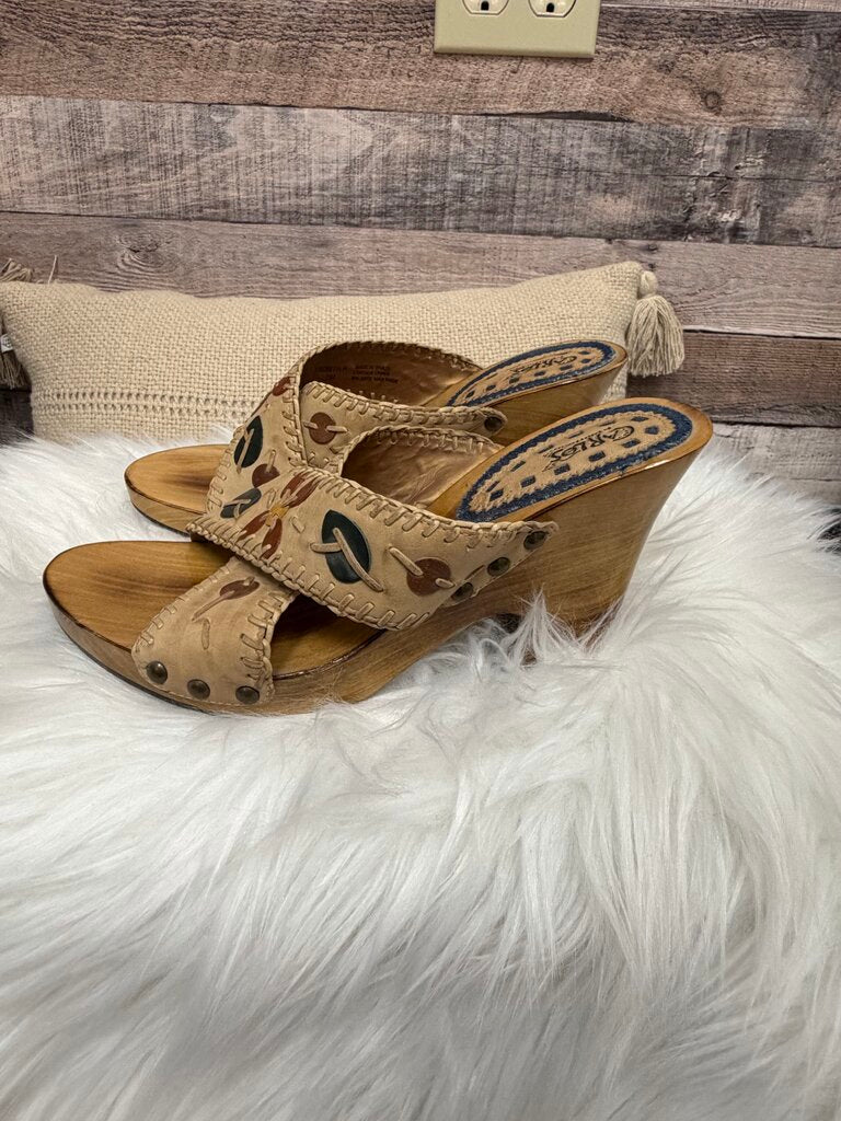 Carlos Santana Leather Wood Heels