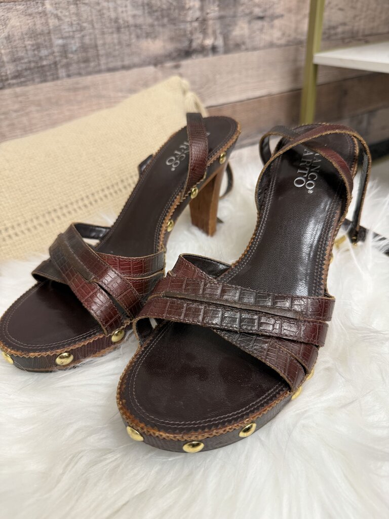 Franco Sarto Brown Faux Croc w/Wood Heel