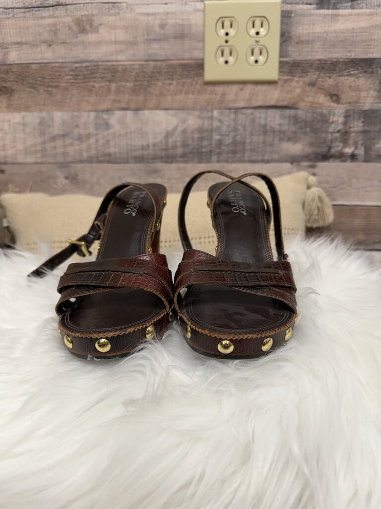Franco Sarto Brown Faux Croc w/Wood Heel