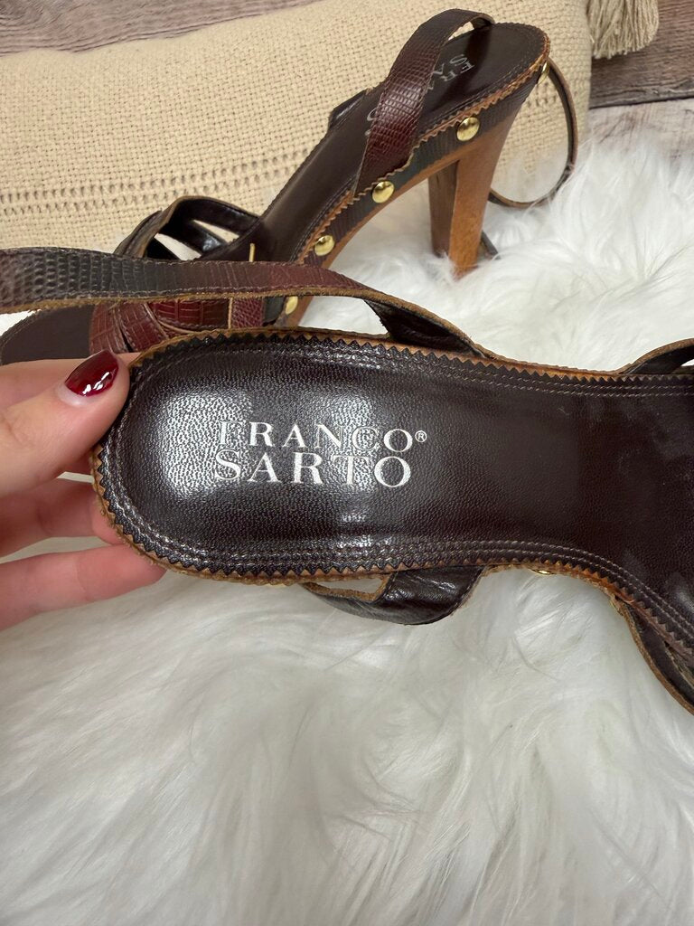 Franco Sarto Brown Faux Croc w/Wood Heel