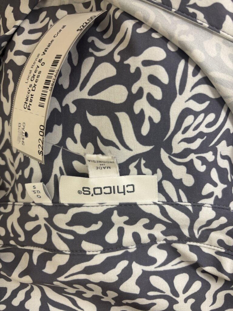Chico's Grey & White Coral Print Dress
