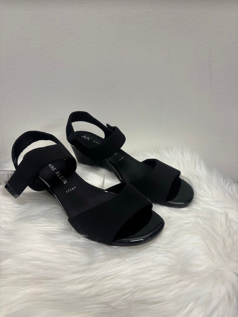Anne Klein Black Velcro Wedge Heel