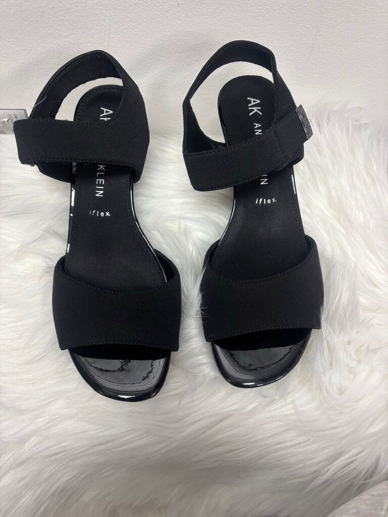 Anne Klein Black Velcro Wedge Heel