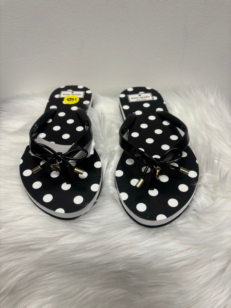 Kate Spade Black & White Polka Dot Flip Flops