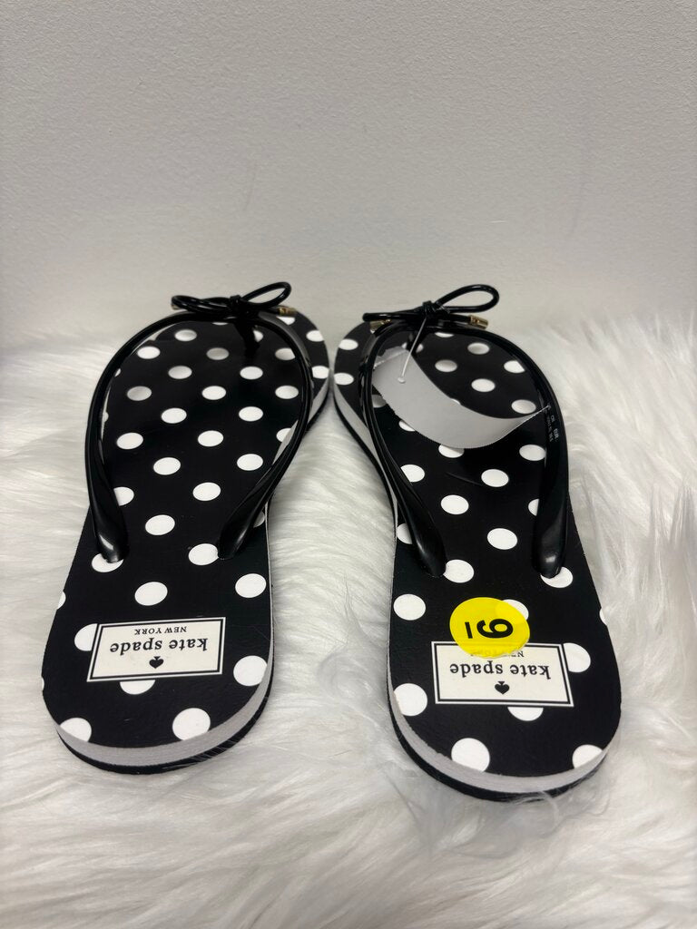 Kate Spade Black & White Polka Dot Flip Flops