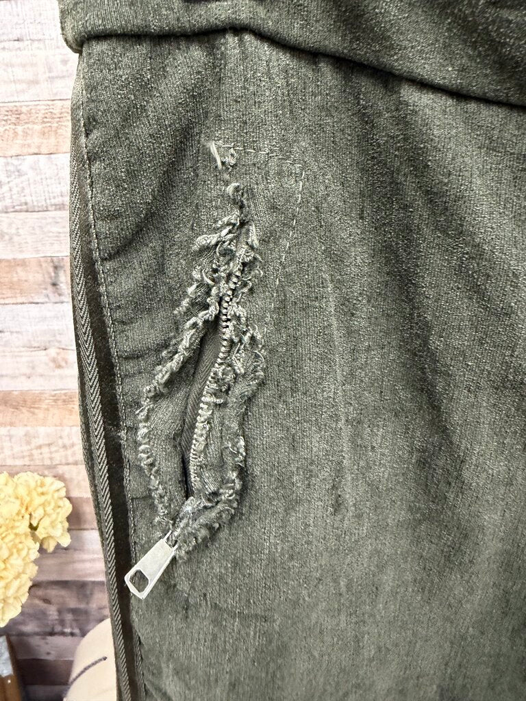 Olive Green Drawstring Cords w/Side Stripe