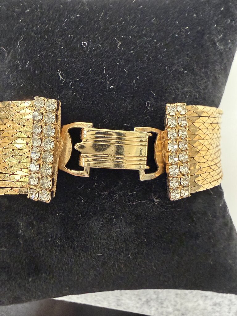 Nolan Miller Replica Gold Silky Strand & Rhinestone Bracelet