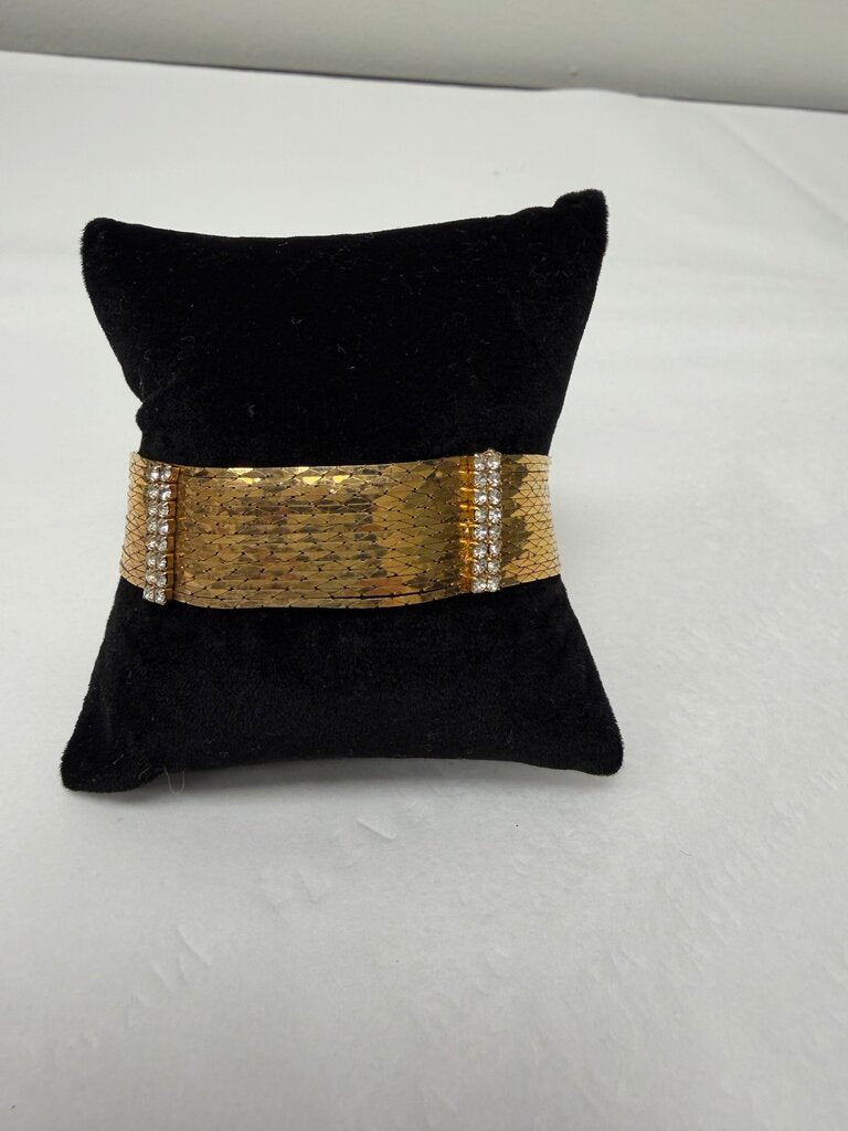 Nolan Miller Replica Gold Silky Strand & Rhinestone Bracelet