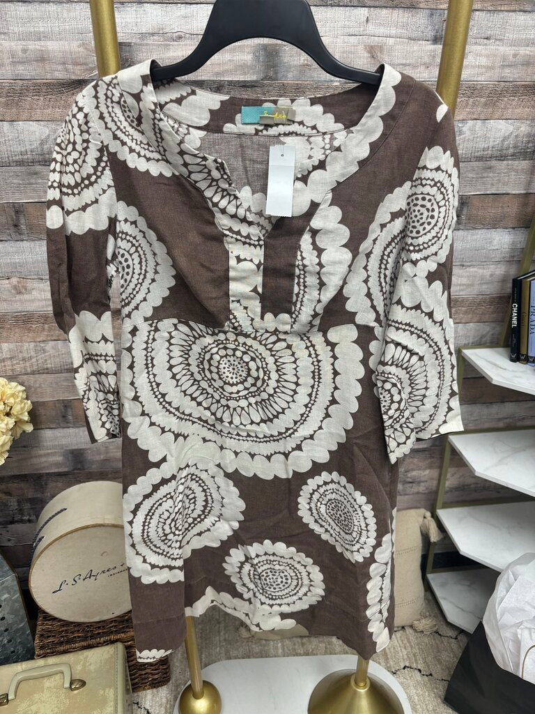 Boden Linen Brown & White Medallion Print