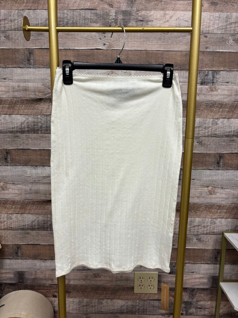 Reformation Cream Knit Pencil Skirt