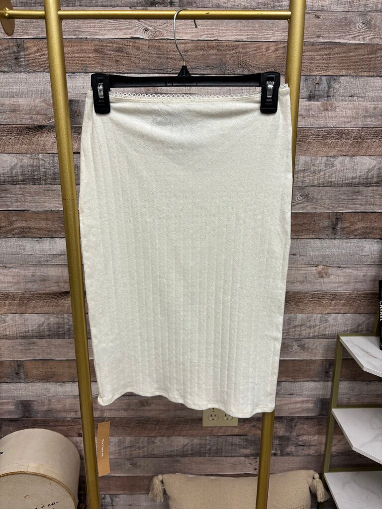 Reformation Cream Knit Pencil Skirt